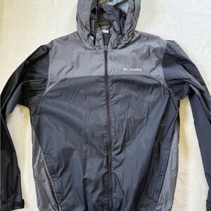 Columbia Men's Charcoal and Black Windbreaker/Rainjacket